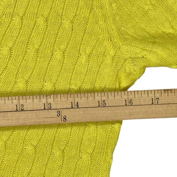 J. Crew Linen Sweater Women XS Yellow Cable Knit V-neck Lightweight Preppy Chic - Picture 8 of 13